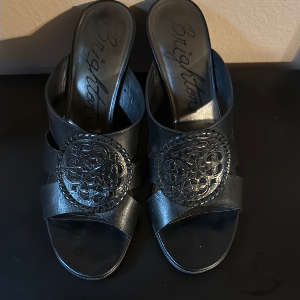 Brighton Black Leather Mules Versatile and Minimalist